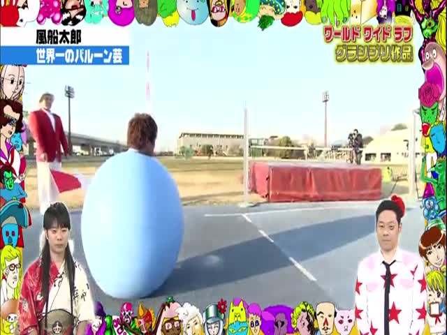 Человек-шар пробует себя в легкой атлетике на японском телешоу
