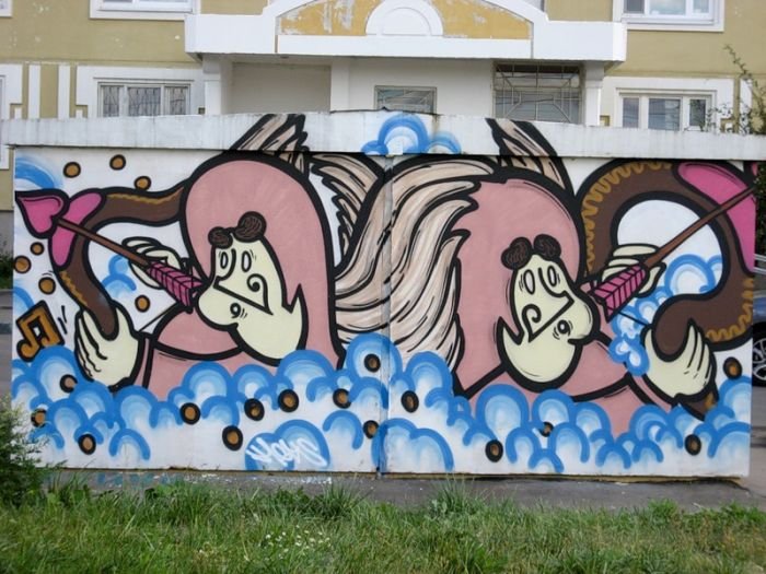 Рисунки на стенах в Тушино (75 фото)