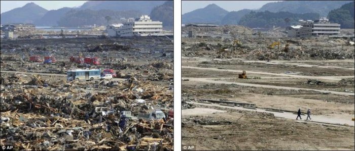 Восстановительные работы в Японии после цунами (14 фото)