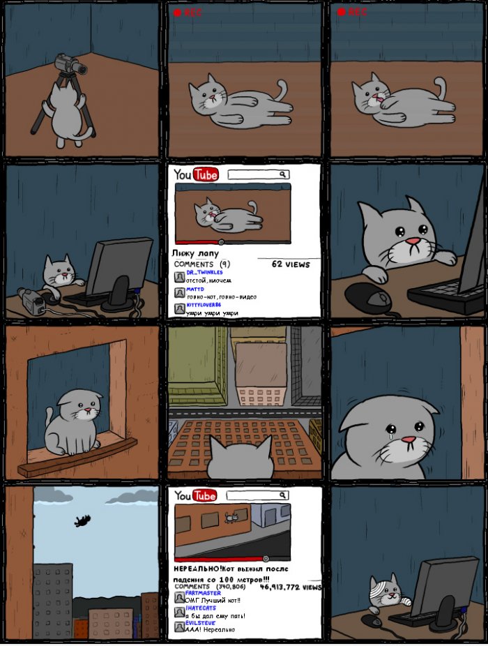 Кот и YouTube (2 фото)