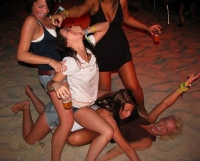 Funny beach party turns orgy photo