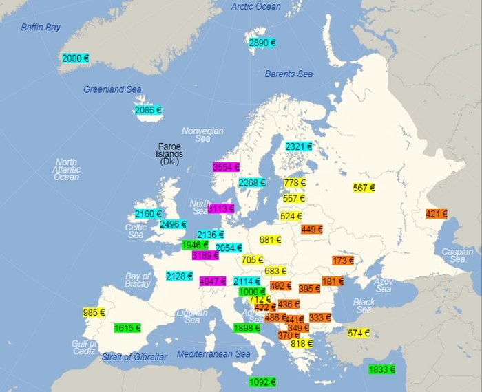 Уровень зарплат в Европе (3 фото)