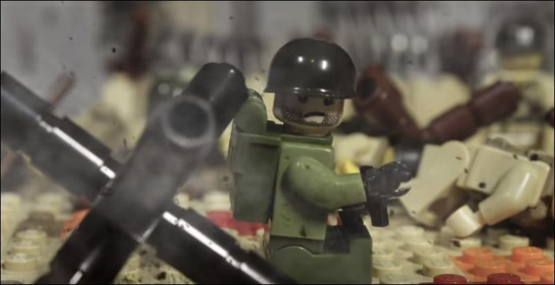 Сцена из фильма Спасти рядового Райана в стиле Лего