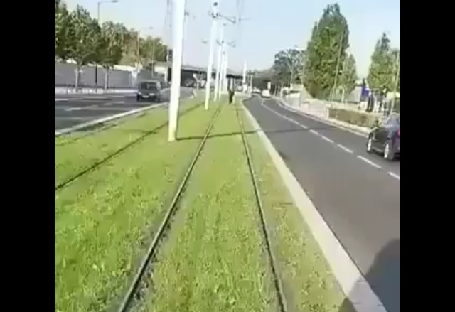 Велосипедисту не понравилось, что ему посигналил водитель трамвая