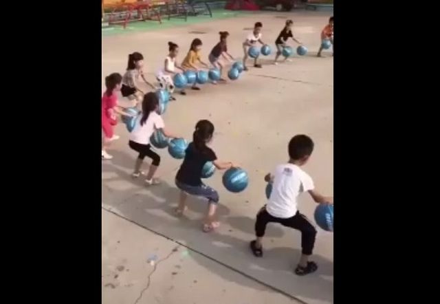 Спортивные занятия у дошкольников в Китае