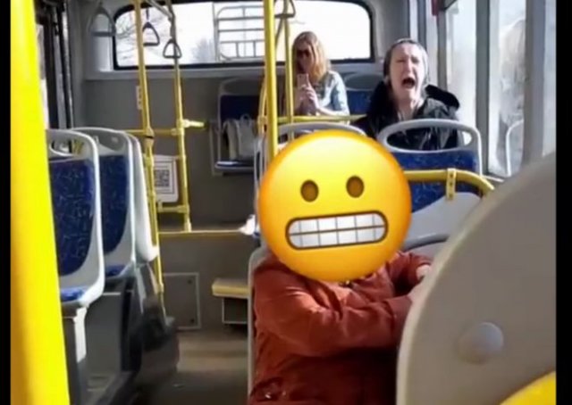 Неадекватная женщина неожиданно начала кричать в автобусе