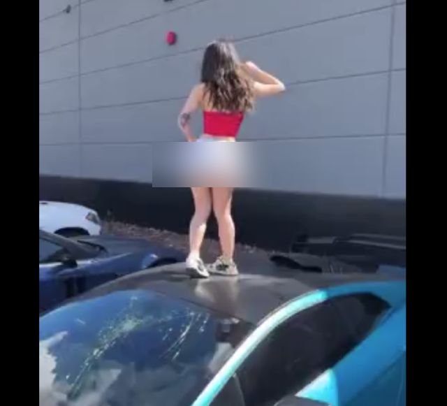 Девушка повредила Lamborghini ради записи ролика