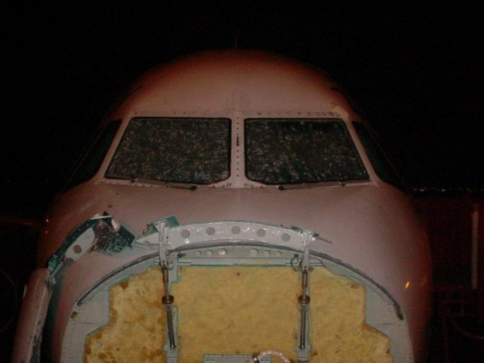 Самолет попал под град (12 фото)