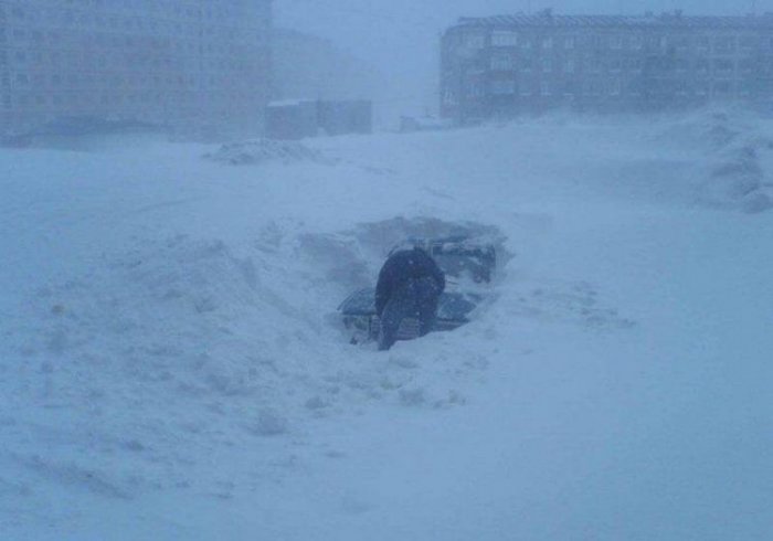 Снегопад в Норильске (6 фото)