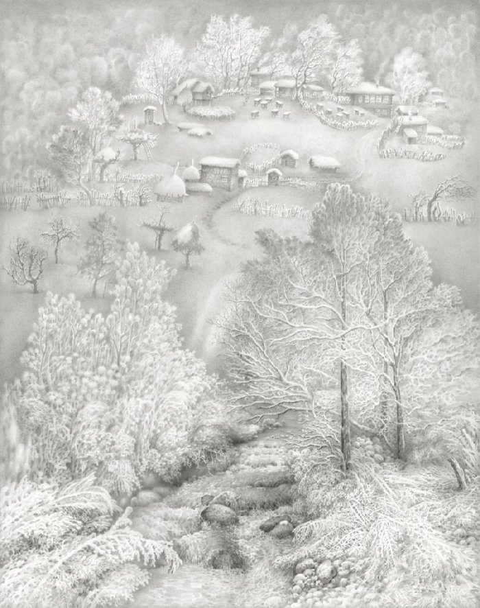 Зимние рисунки карандашом (44 фото)