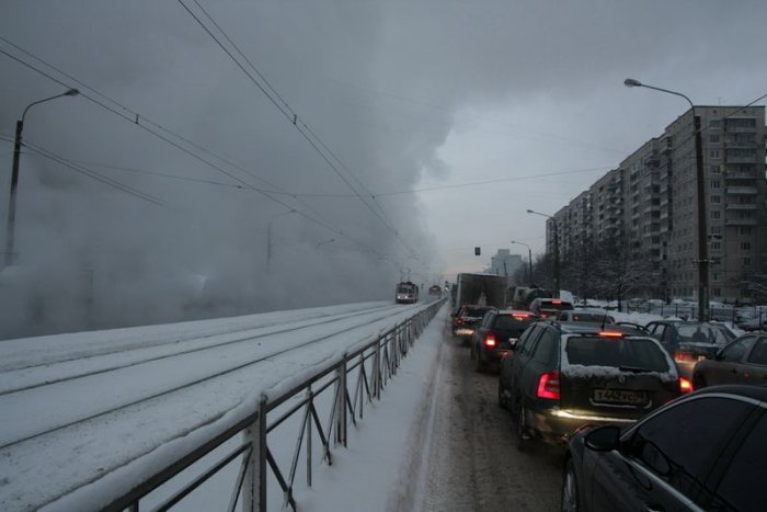 Прорыв водопровода в Санкт-Петербурге (30 фото)