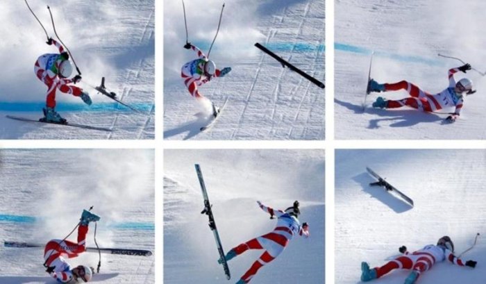 Падения горнолыжниц (12 фото)