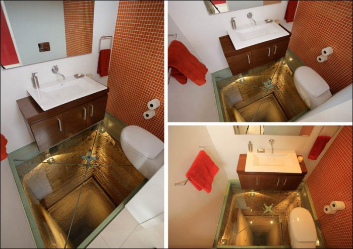 Ванная комната в лифтовой шахте (4 фото)