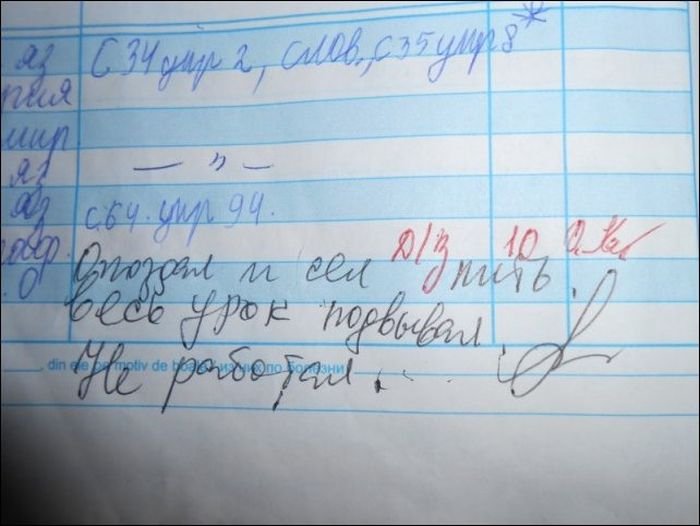 Загонные записи в школьных дневниках (32 фото)