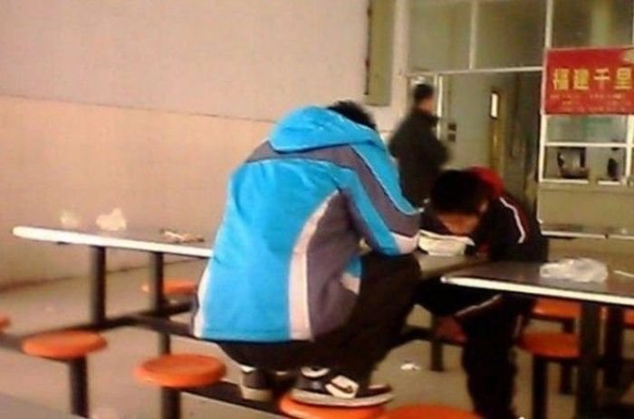 Китайские студенты за обедом (6 фото)
