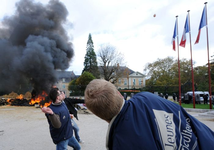 Протесты французских фермеров в Париже (25 фото)