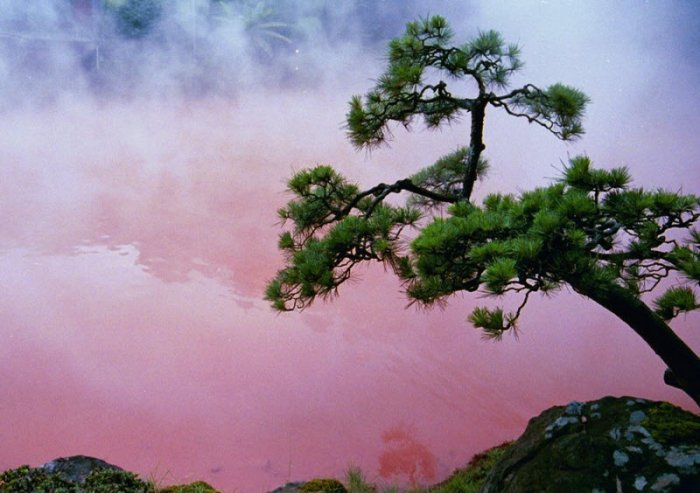 Кровавое озеро в Японии (7 фото)