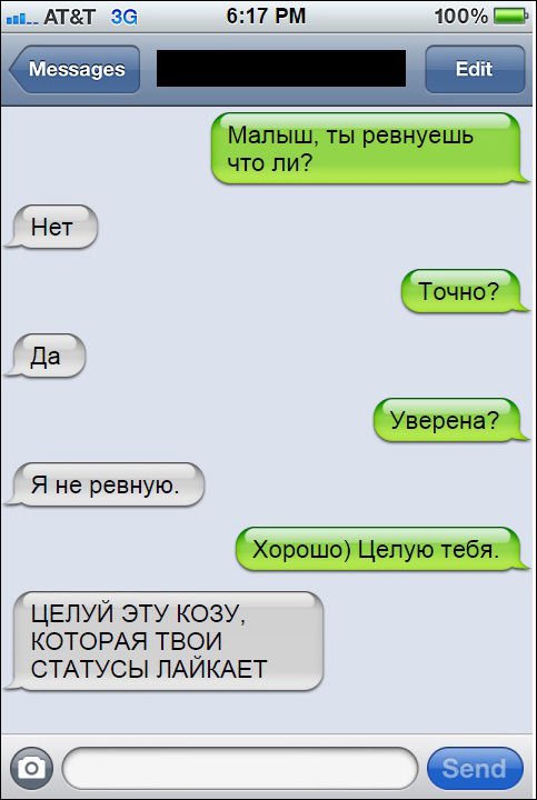 СМС между мужчиной и женщиной (12 фото)