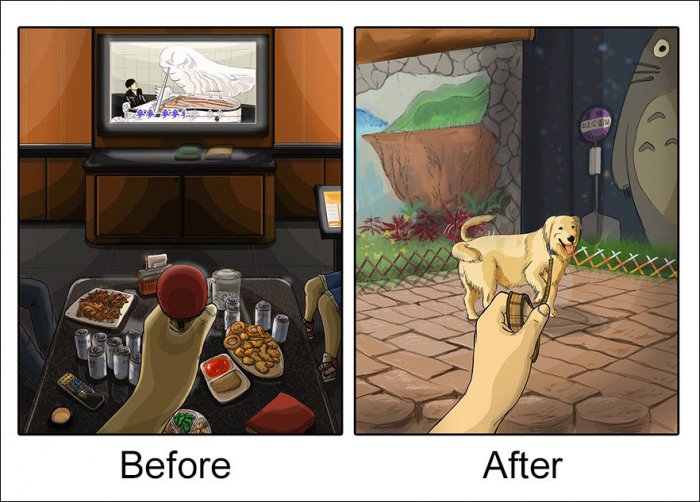 До и после того, как ты завел собаку (8 фото)