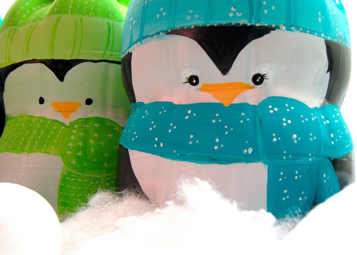 Пингвины своими руками из пластиковых бутылок. Зимние поделки из пластиковых бутылок. Пингвины